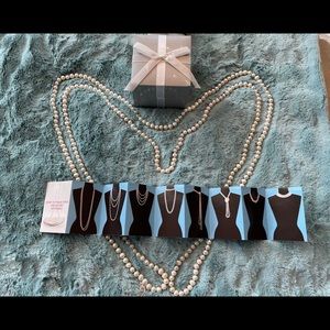 100” cultured white Pearl endless strand necklace